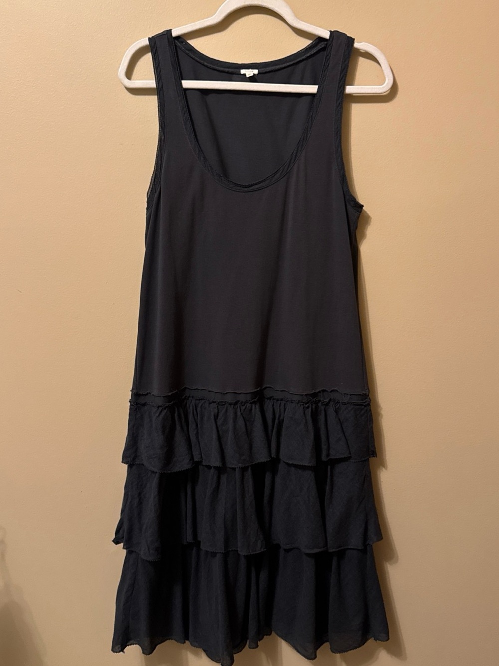 J. Crew Black Tiered Midi Dress